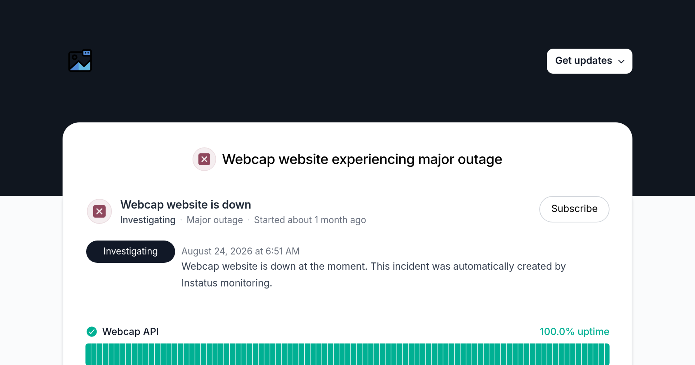 Getwebcap.com - Status